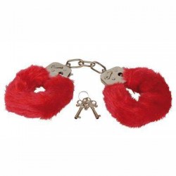 Χειροπέδες με κόκκινο γουνάκι