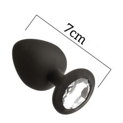 Μικρή μαύρη σφήνα σιλικόνης πρωκτού με στρας 