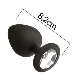 Μεσαία μαύρη σφήνα σιλικόνης πρωκτού με στρας 