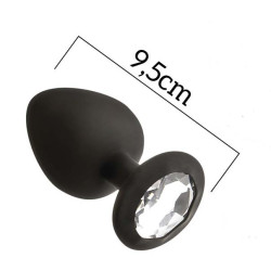 Μεγάλη μαύρη σφήνα σιλικόνης πρωκτού με στρας