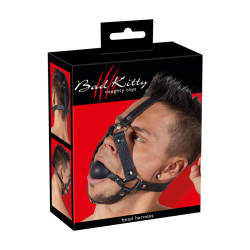 Δερμάτινο harness κεφαλής με φίμωτρο σιλικόνης 