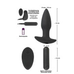 Μαύρη πρωκτική τάπα σιλικόνης με δόνηση remote control 