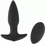 Μαύρη πρωκτική τάπα σιλικόνης με δόνηση remote control 