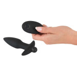 Μαύρη πρωκτική τάπα σιλικόνης με δόνηση remote control 