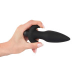 Μαύρη πρωκτική τάπα σιλικόνης με δόνηση remote control 