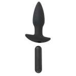 Μαύρη πρωκτική τάπα σιλικόνης με δόνηση remote control 
