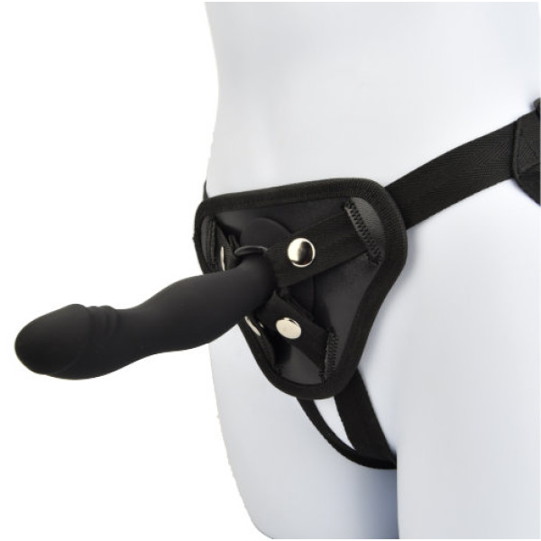 Ζώνη Harness με μικρό μαύρο πεος σιλικόνης 15 cm 